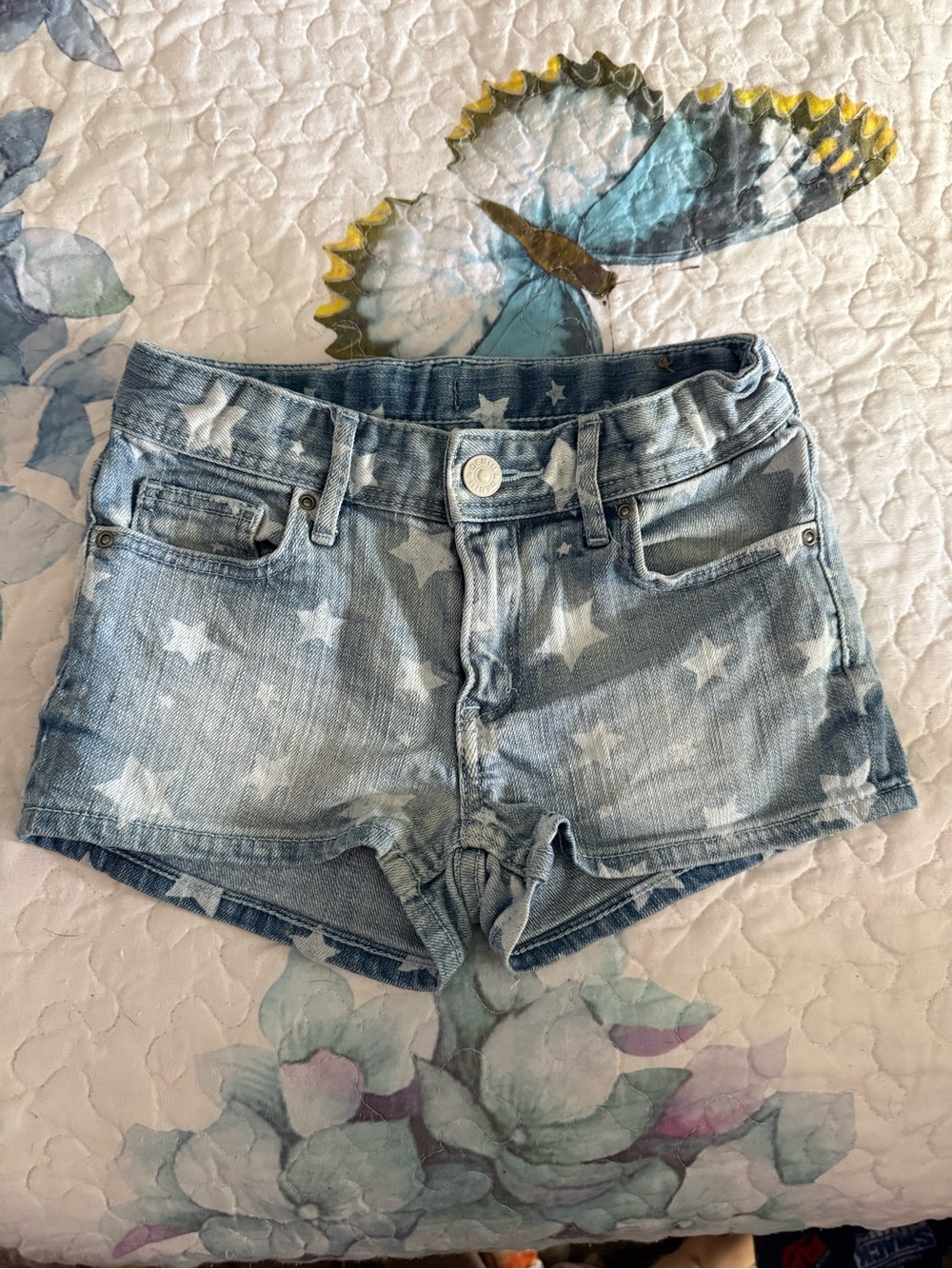 Kids Light Blue Star Print Denim Shorts